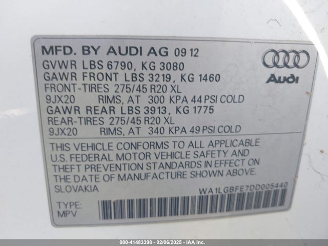 2013 AUDI Q7 WA1LGBFE7DD005440 Photo 8