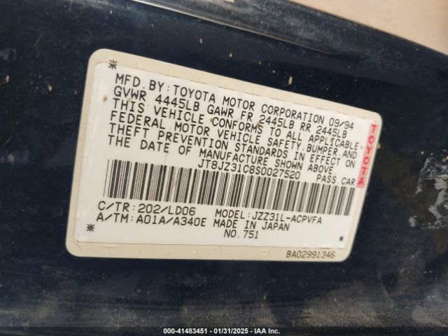 1995 LEXUS SC JT8JZ31C8S0027520 Photo 8