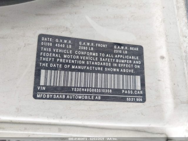 2006 SAAB 9-5 YS3EH49G863510358 Photo 8