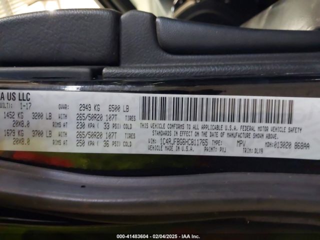 1C4RJFBG6HC811765 Jeep Grand Cherokee Limited 4x4