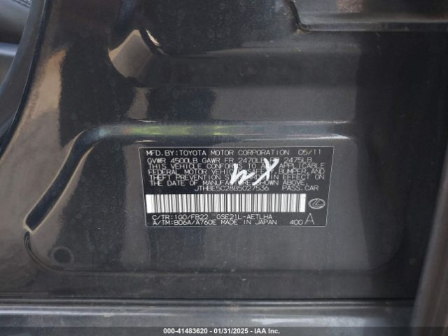 2011 LEXUS IS 350 JTHBE5C28B5027536 Photo 8