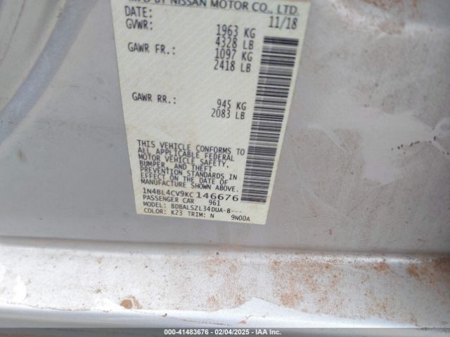 1N4BL4CV9KC146676 Nissan Altima 2.5 Sr