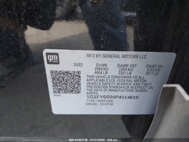 1G1FY6S05P4114610 Chevrolet Bolt Euv Fwd Lt