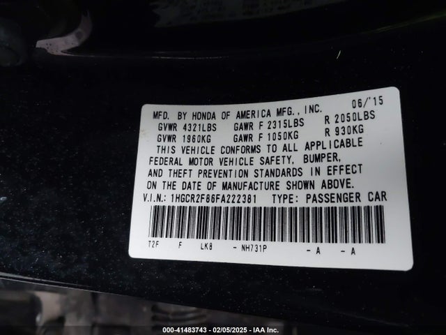 Honda Accord Ex-l 2015 1HGCR2F86FA222381 Image 9