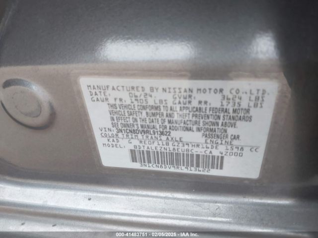 3N1CN8DV9RL913622 Nissan Versa 1.6 S
