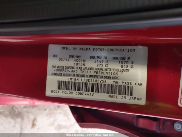 JM1BM1L78E1185752 Mazda Mazda3 I Touring