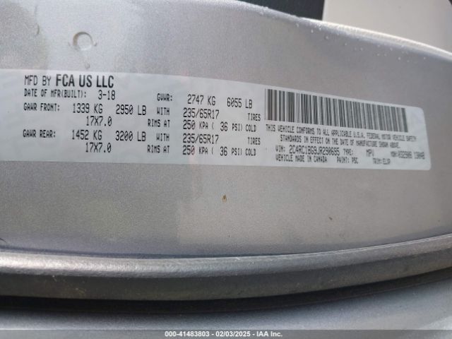 2C4RC1BG9JR290695 Chrysler Pacifica Touring L
