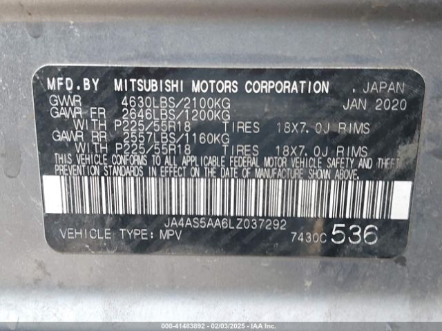 2020 MITSUBISHI ECLIPSE CROSS JA4AS5AA6LZ037292 Photo 8