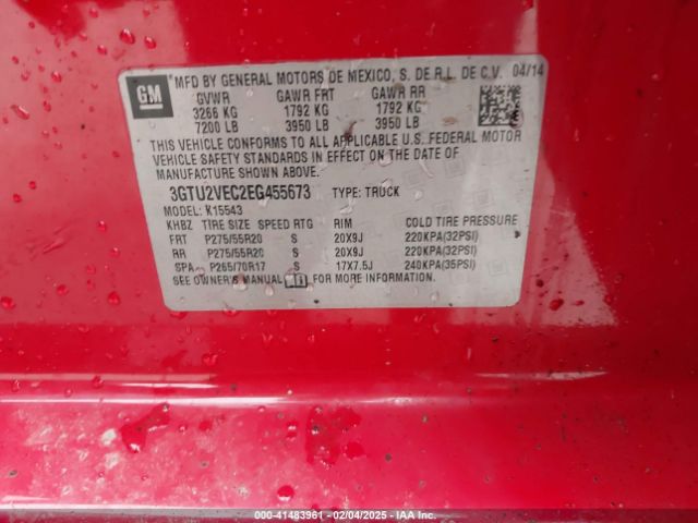 3GTU2VEC2EG455673 GMC Sierra 1500 Slt