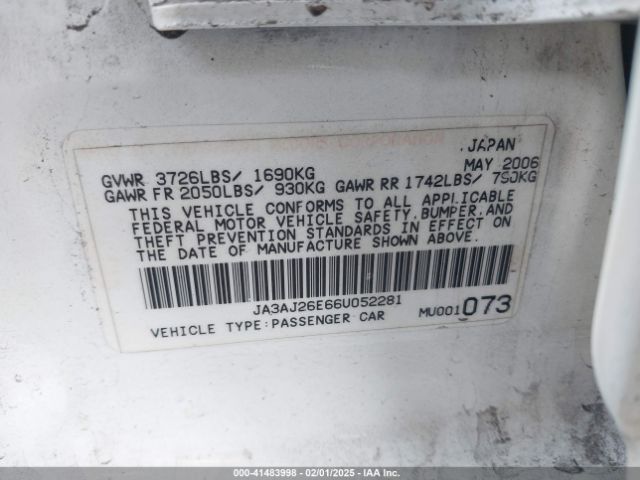 2006 MITSUBISHI LANCER JA3AJ26E66U052281 Photo 8