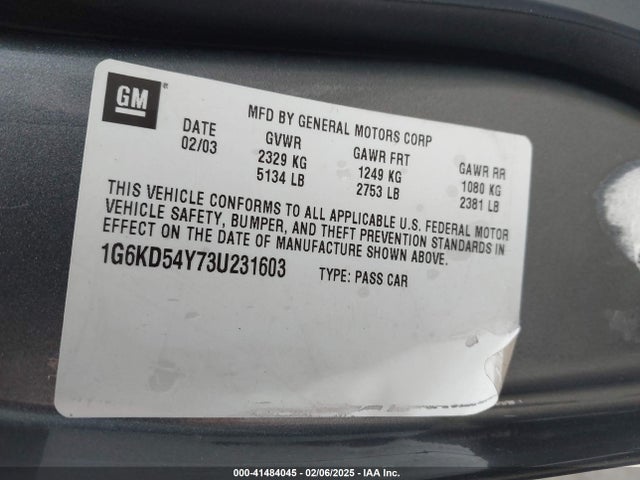 2003 CADILLAC DEVILLE 1G6KD54Y73U231603 Photo 8
