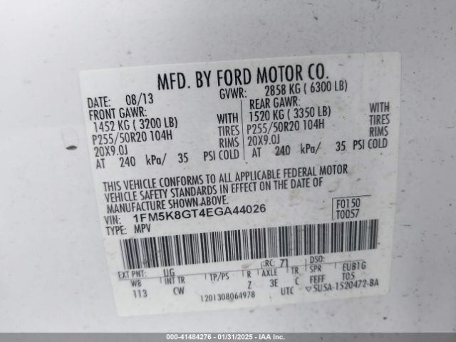 1FM5K8GT4EGA44026 Ford EXPLORER SPORT