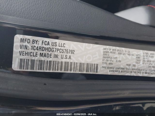 1C4RDHDG7PC576792 Dodge Durango Gt Plus Rwd