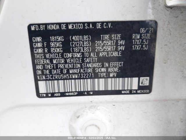 3CZRU5H5XMM732271 Honda Hr-v 2wd Ex