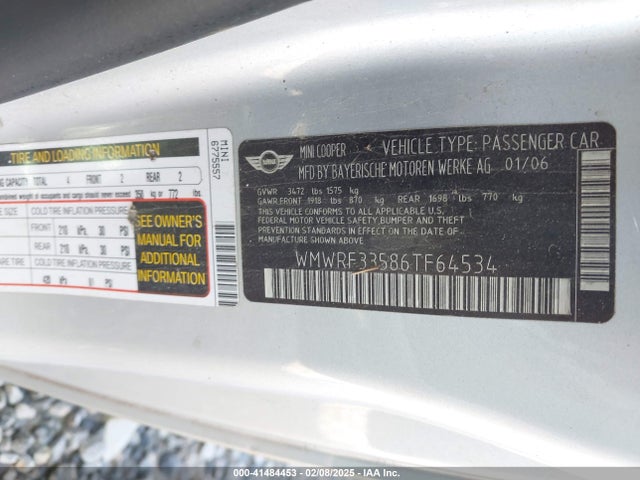 2006 MINI COOPER WMWRF33586TF64534 Photo 8