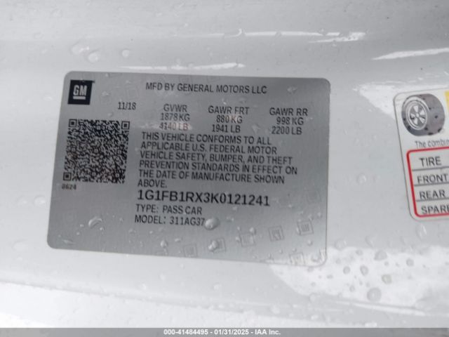 1G1FB1RX3K0121241 Chevrolet Camaro 1lt