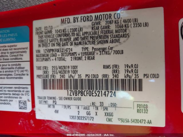 1ZVBP8CF0E5214724 Ford Mustang Gt Premium