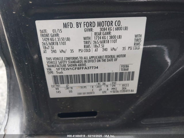 Ford F-150 Xlt 2015 1FTEW1CF8FFA37734 Image 9