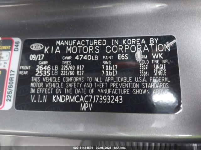 KNDPMCAC7J7393243 KIA Sportage Lx