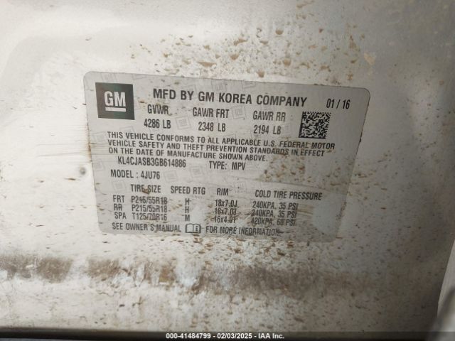 KL4CJASB3GB614886 Buick Encore