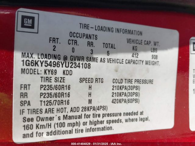 2000 CADILLAC SEVILLE 1G6KY5496YU234108 Photo 8