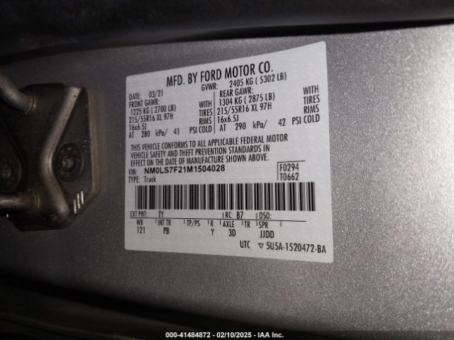 NM0LS7F21M1504028 Ford Transit Connect Xlt Cargo Van