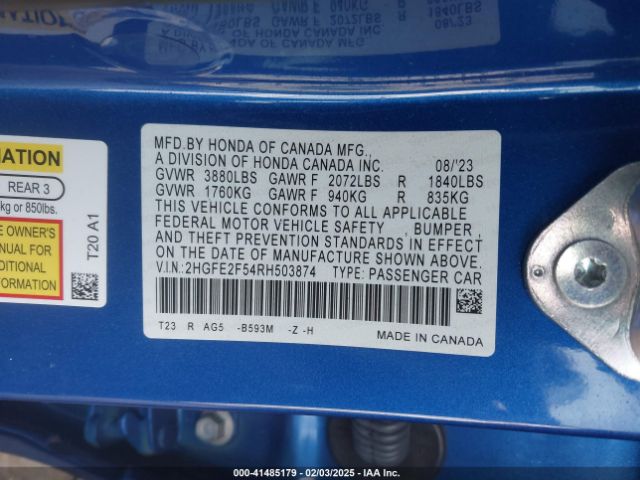 2HGFE2F54RH503874 Honda Civic Sport