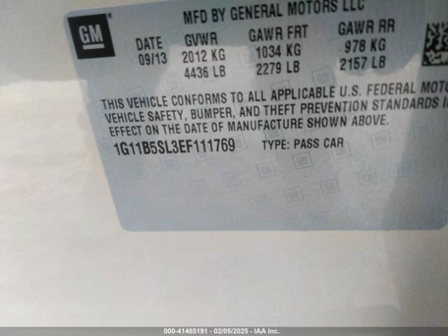 1G11B5SL3EF111769 Chevrolet Malibu 1ls