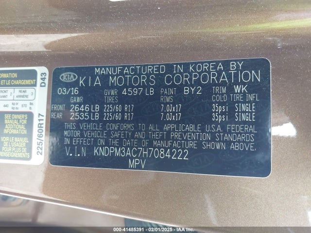 KNDPM3AC7H7084222 KIA Sportage Lx