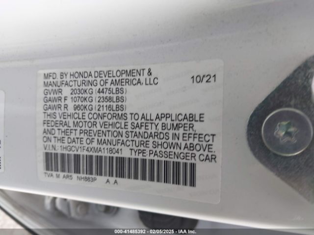 1HGCV1F4XMA118041 Honda Accord Sport Special Edition
