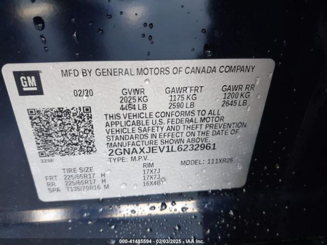 2GNAXJEV1L6232961 Chevrolet Equinox Fwd 2fl