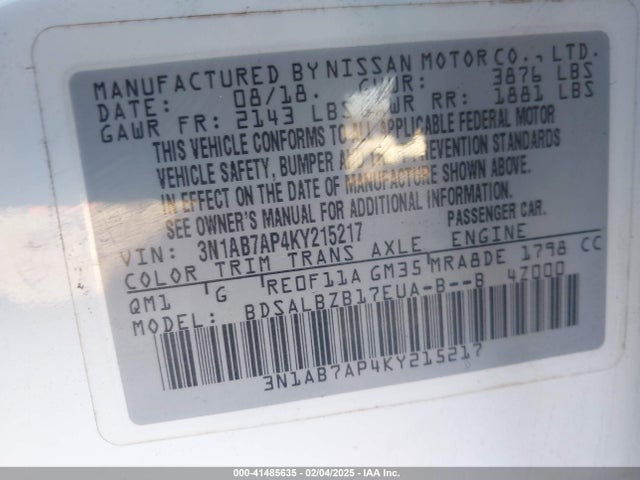 Nissan SENTRA S 2019 3N1AB7AP4KY215217 Image 9