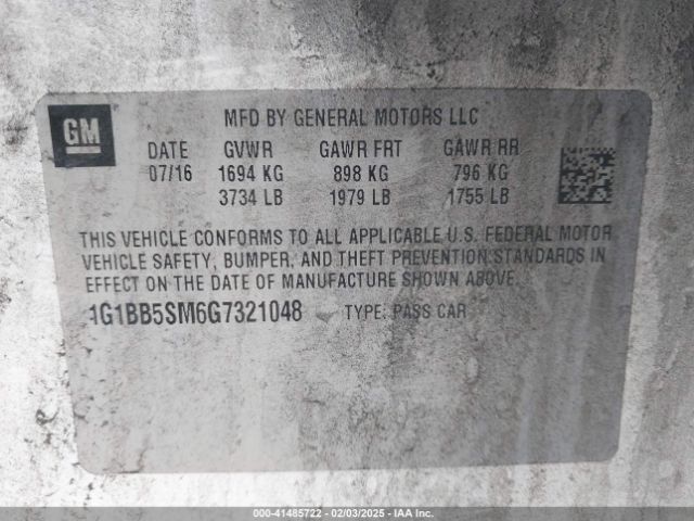 1G1BB5SM6G7321048 Chevrolet Cruze Ls Manual