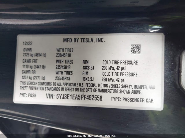 2023 TESLA MODEL 3 5YJ3E1EA5PF452558 Photo 8