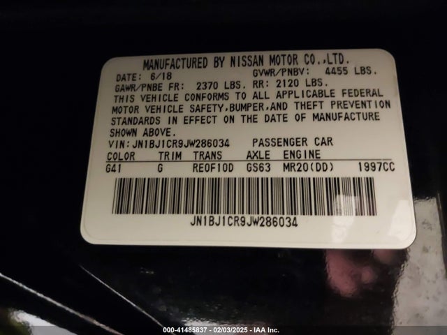 Auction sale of the 2018 Nissan Rogue Sport S, vin: JN1BJ1CR9JW286034, lot number: 41485837