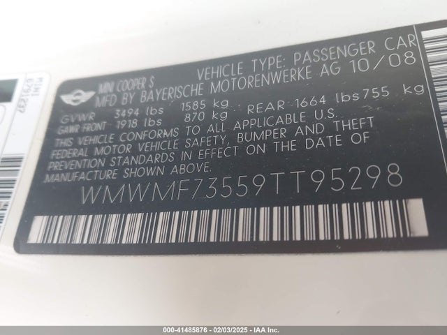 2009 MINI COOPER S WMWMF73559TT95298 Photo 8