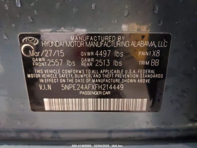 5NPE24AFXFH214449 Hyundai SONATA SE