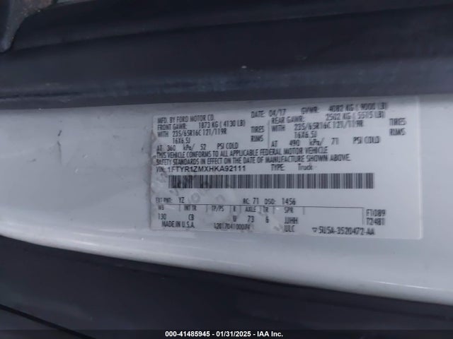 1FTYR1ZMXHKA92111 Ford Transit-250