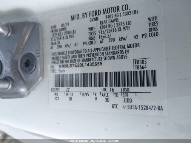 NM0LS7E20L1435655 Ford Transit Connect Xl Cargo Van