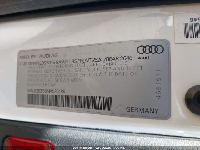WAUCBCF56MA020486 Audi A5 Sportback Premium Plus 40 Tfsi Quattro S Tronic