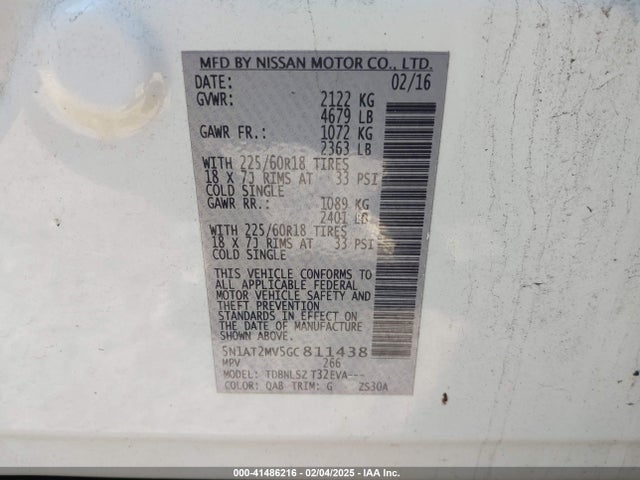 5N1AT2MV5GC811438 Nissan Rogue Sl