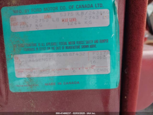 1986 MERCURY GRAND MARQUIS 2MEBP95F9GX687432 Photo 8
