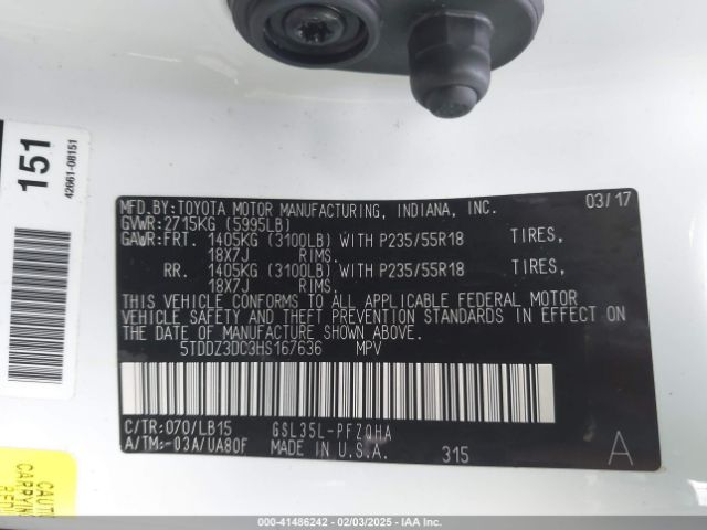 5TDDZ3DC3HS167636 Toyota Sienna Limited Premium 7 Passenger
