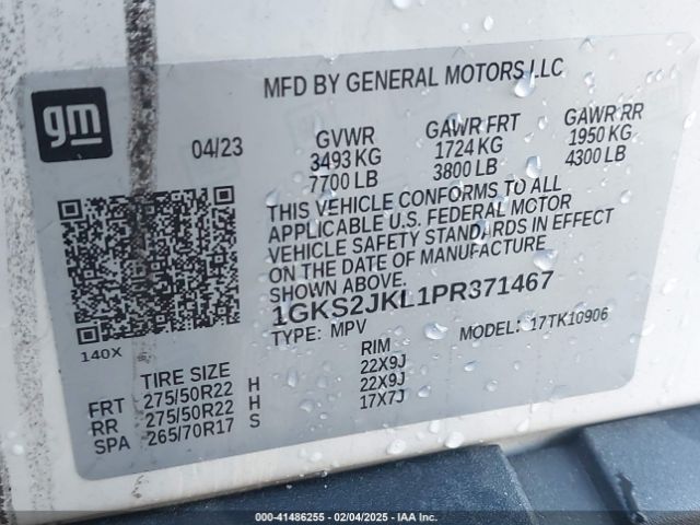 1GKS2JKL1PR371467 GMC Yukon Xl 4wd Denali