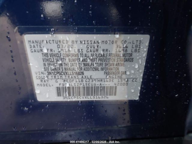 3N1CP5CVXLL516826 Nissan Kicks Sv Xtronic Cvt