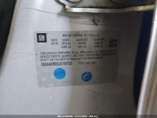 1G6AA5RX6J0159723 Cadillac Ats Standard