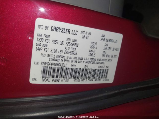 2008 CHRYSLER TOWN & COUNTRY 2A8HR44H18R643211 Photo 8