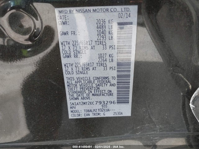 Nissan ROGUE S 2014 5N1AT2MT2EC793296 Image 9