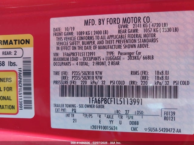 Ford Mustang Gt Fastback 2020 1FA6P8CF1L5113991 Image 9