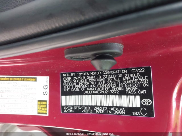 Toyota COROLLA LE 2022 JTDEPMAE7NJ217372 Image 9